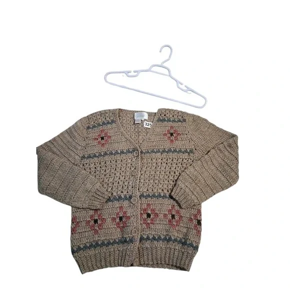 Y2k VTG Lord & Taylor Wool Women size L Grandpa Fisherman Grannycore Cardigan - Picture 7 of 13